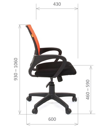 Компьютерное кресло CHAIRMAN 696 black Сетчатый акрил DW66 оранжевый в Нижнекамске - изображение 2