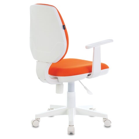 Офисное кресло Brabix Fancy MG-201W (с подлокотниками, пластик белый, оранжевое) 532410 в Нижнекамске - изображение 2