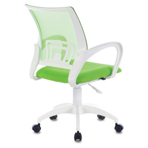 Офисное кресло Brabix Fly MG-396W (с подлокотниками, пластик белый, сетка, салатовое) 532403 в Нижнекамске - изображение 2