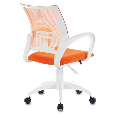 Кресло компьютерное Brabix Fly MG-396W (с подлокотниками, пластик белый, сетка, оранжевое) 532401 в Нижнекамске - изображение 3