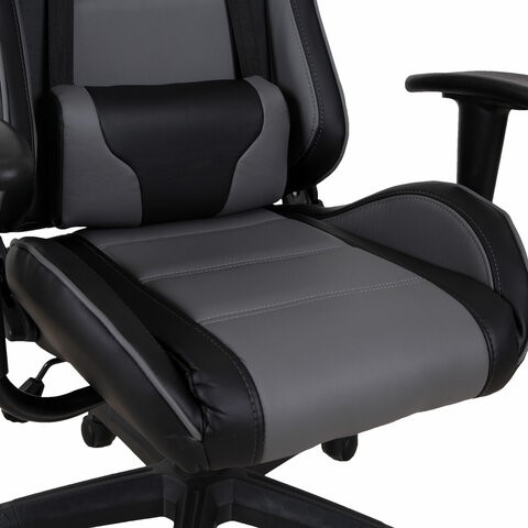 Офисное кресло Brabix GT Racer GM-100 (две подушки, экокожа, черное/серое) 531926 в Альметьевске - изображение 8