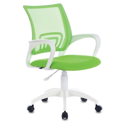 Офисное кресло Brabix Fly MG-396W (с подлокотниками, пластик белый, сетка, салатовое) 532403 в Нижнекамске - изображение