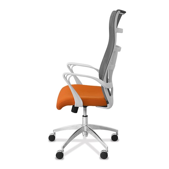 Офисное кресло Топ X белый каркас, сетка/ткань TW / серая/оранжевая в Альметьевске - изображение 3
