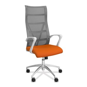 Офисное кресло Топ X белый каркас, сетка/ткань TW / серая/оранжевая в Нижнекамске - предосмотр