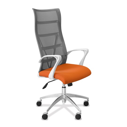 Офисное кресло Топ X белый каркас, сетка/ткань TW / серая/оранжевая в Нижнекамске - изображение 8
