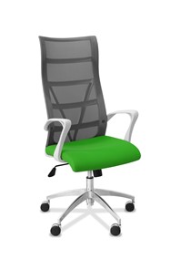 Офисное кресло Топ X белый каркас, сетка/ткань TW / серая/салатовая в Альметьевске