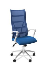 Кресло для руководителя Топ X белый каркас, сетка/ткань TW / синяя/голубая в Альметьевске
