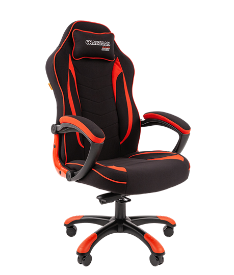 Кресло игровое CHAIRMAN GAME 28 Полиэстер комбинированная ткань красный/черный в Нижнекамске - изображение 1