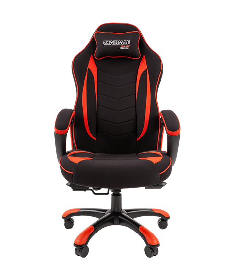 Кресло игровое CHAIRMAN GAME 28 Полиэстер комбинированная ткань красный/черный в Альметьевске - изображение 2