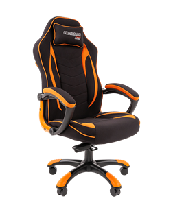 Кресло игровое CHAIRMAN GAME 28 Полиэстер комбинированная ткань оранжевый/черный в Казани - предосмотр