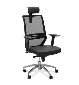 Офисное кресло Aero lux с подголовником, сетка/ткань TW / черная/черная в Альметьевске