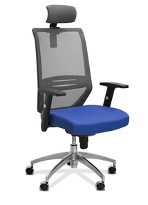 Офисное кресло Aero с подголовником, сетка/ткань TW / черная/ синяя в Нижнекамске