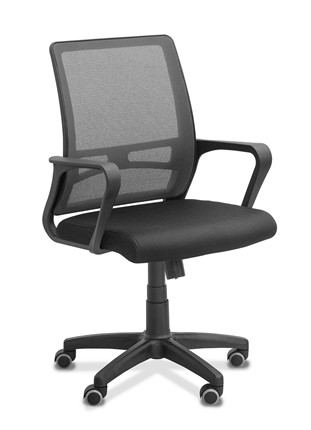 Офисное кресло для сотрудника Акцент, сетка YM/ткань TW / черная/серая в Казани - изображение