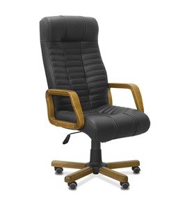 Кресло в офис Атлант W, экокожа премиум / черная CN1114/ дерево - орех в Нижнекамске - предосмотр 9