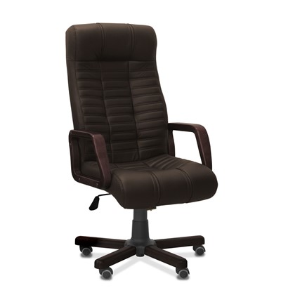 Кресло для руководителя Атлант W, экокожа премиум / тёмно-коричневая CN1113/ дерево - венге в Нижнекамске - изображение