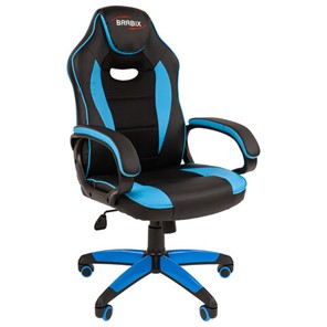 Кресло офисное BRABIX "Blaze GM-162", TW/экокожа, черное/голубое, 532578, 7083506 в Нижнекамске