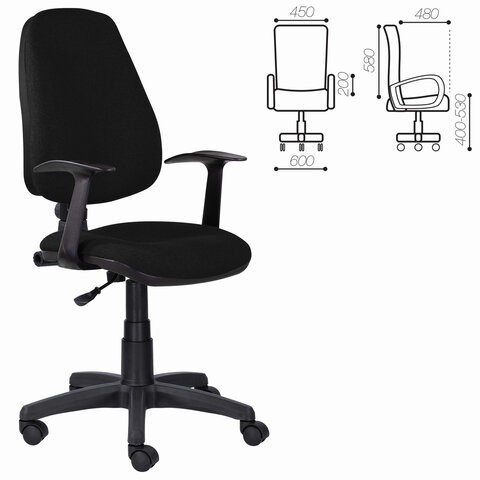 Офисное кресло Brabix Comfort MG-321, регулируемая эргономичная спинка, ткань, черное в Нижнекамске - изображение 5