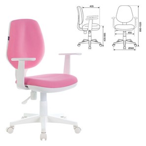 Кресло компьютерное Brabix Fancy MG-201W (с подлокотниками, пластик белый, розовое) 532409 в Казани - предосмотр 3