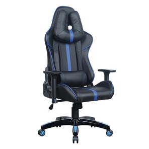 Кресло офисное BRABIX "GT Carbon GM-120", две подушки, экокожа, черное/синее, 531930 в Альметьевске - предосмотр
