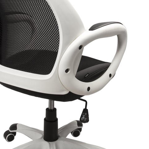 Кресло офисное Brabix Premium Genesis EX-517 (пластик белый, ткань/экокожа/сетка черная) 531573 в Нижнекамске - изображение 5