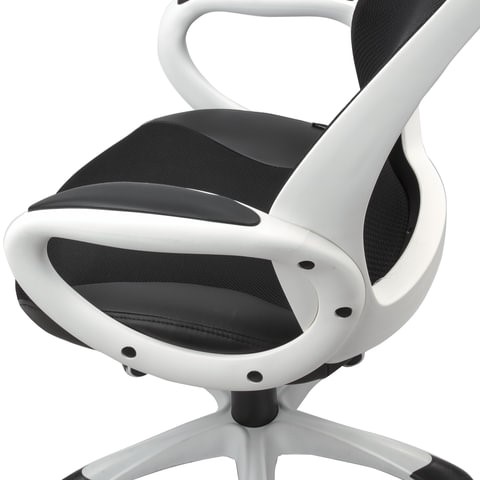 Кресло офисное Brabix Premium Genesis EX-517 (пластик белый, ткань/экокожа/сетка черная) 531573 в Нижнекамске - изображение 6