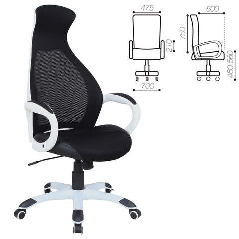 Кресло офисное Brabix Premium Genesis EX-517 (пластик белый, ткань/экокожа/сетка черная) 531573 в Нижнекамске - изображение 1