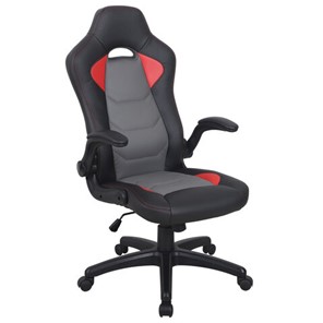 Кресло офисное BRABIX "Skill GM-005", откидные подлокотники, экокожа, черное/красное, 532496 в Альметьевске