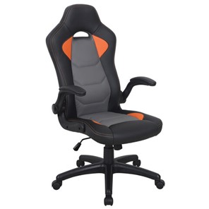 Кресло офисное BRABIX "Skill GM-005", откидные подлокотники, экокожа, черное/оранжевое, 532495 в Нижнекамске