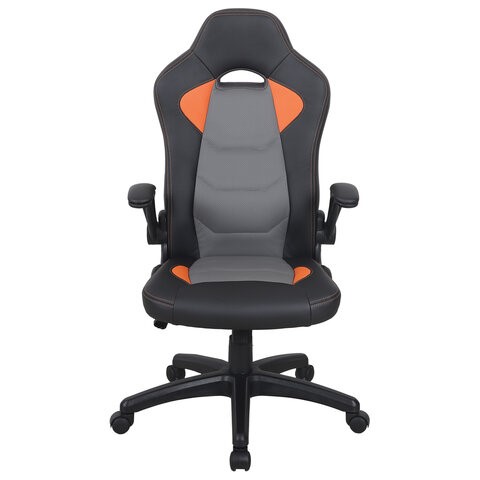 Кресло офисное BRABIX "Skill GM-005", откидные подлокотники, экокожа, черное/оранжевое, 532495 в Нижнекамске - изображение 4