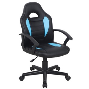 Кресло офисное BRABIX "Spark GM-201", экокожа, черное/голубое, 532505 в Набережных Челнах