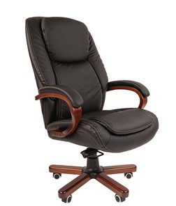 Офисное кресло CHAIRMAN 408 кожа черная в Зеленодольске