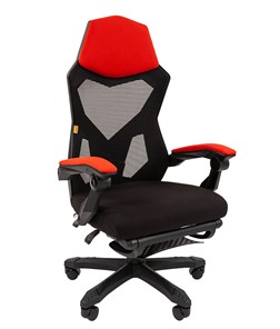 Офисное кресло CHAIRMAN 571 с подставкой для ног , сетчатый акрил / полиэстер черный/красный в Нижнекамске - предосмотр
