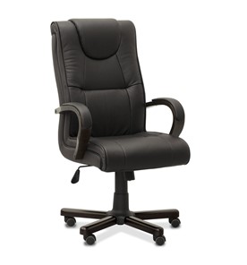 Офисное кресло для руководителя Империя, натуральная кожа с компаньоном / черная/дерево - венге в Набережных Челнах