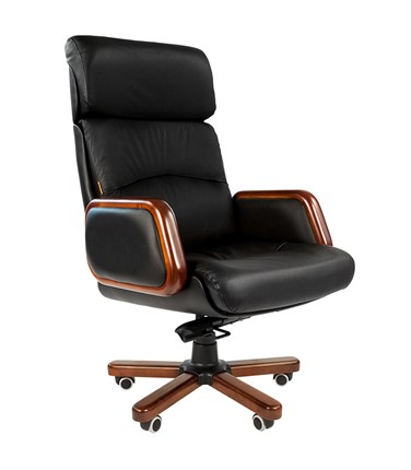 Кресло CHAIRMAN 417 кожа черная в Набережных Челнах - изображение