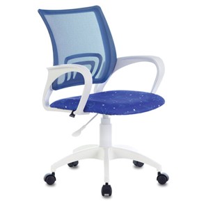 Кресло Brabix Fly MG-396W (с подлокотниками, пластик белый, сетка, темно-синее с рисунком "Space") 532405 в Казани - предосмотр