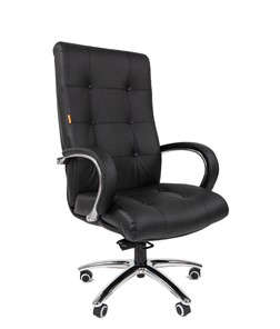 Кресло компьютерное CHAIRMAN 424 Кожа черная в Набережных Челнах