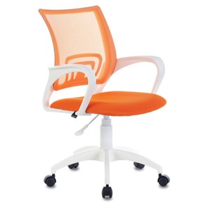 Кресло компьютерное Brabix Fly MG-396W (с подлокотниками, пластик белый, сетка, оранжевое) 532401 в Нижнекамске