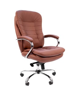 Кресло компьютерное CHAIRMAN 795 кожа, цвет коричневый в Нижнекамске - предосмотр