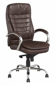 Офисное кресло ДамОфис J 9031-1 экокожа /хром, коричневый в Нижнекамске