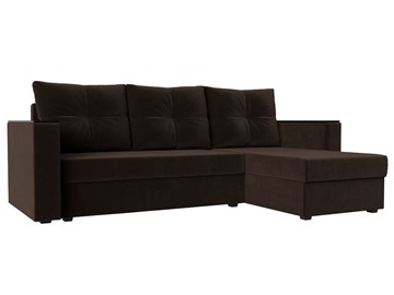 Угловой диван с оттоманкой Атланта Лайт Б/С, Коричневый (Микровельвет) в Нижнекамске