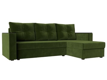 Угловой диван с оттоманкой Атланта Лайт Б/С, Зеленый (Микровельвет) в Альметьевске