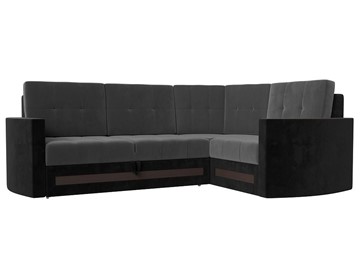 Угловой раскладной диван Белла, Серый/Черный (Велюр) в Альметьевске