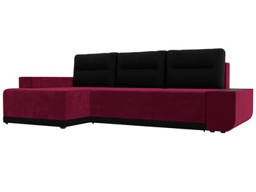 Угловой раскладной диван Чикаго, Бордовый/Черный (микровельвет) в Альметьевске