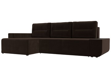Угловой диван с оттоманкой Чикаго, Коричневый (микровельвет) в Нижнекамске