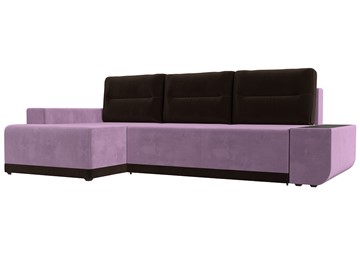 Угловой диван для гостиной Чикаго, Сиреневый/Коричневый (микровельвет) в Альметьевске