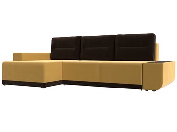 Угловой диван для гостиной Чикаго, Желтый/Коричневый (микровельвет) в Альметьевске