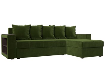Угловой диван с оттоманкой Дубай Лайт, Зеленый (микровельвет) в Нижнекамске