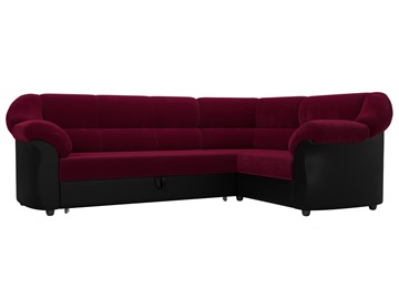 Большой угловой диван Карнелла, Бордовый/Черный (микровельвет/экокожа) в Нижнекамске