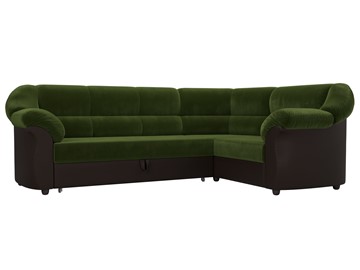 Большой угловой диван Карнелла, Зеленый/Коричневый (микровельвет/экокожа) в Альметьевске