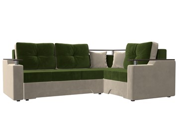 Угловой раскладной диван Комфорт, Зеленый/Бежевый (микровельвет) в Альметьевске